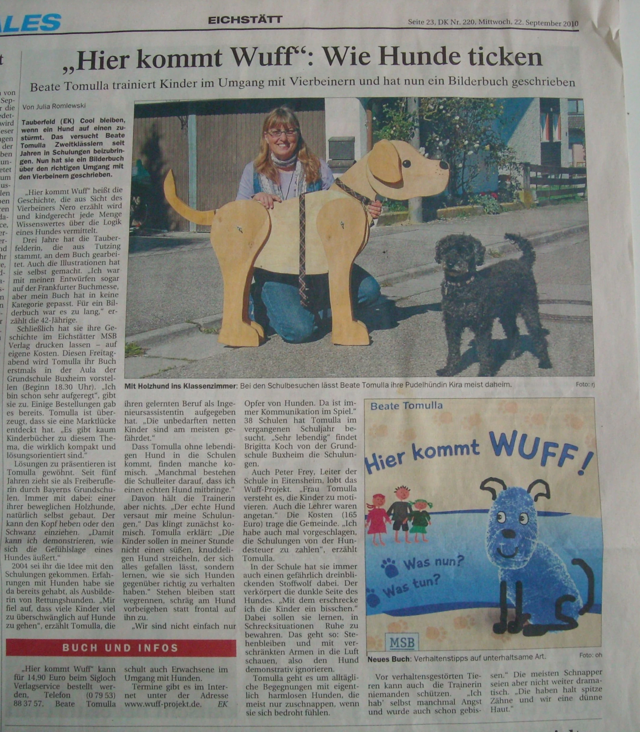 Bericht im Eichstätter Kurier über WUFF-Projekt Buch aus dem Jahr 2010