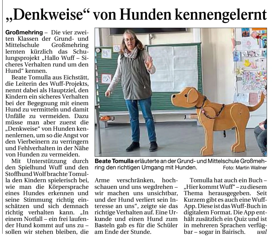 Eichstätter Kurier WUFF Projekt in Großmehring in der Schule