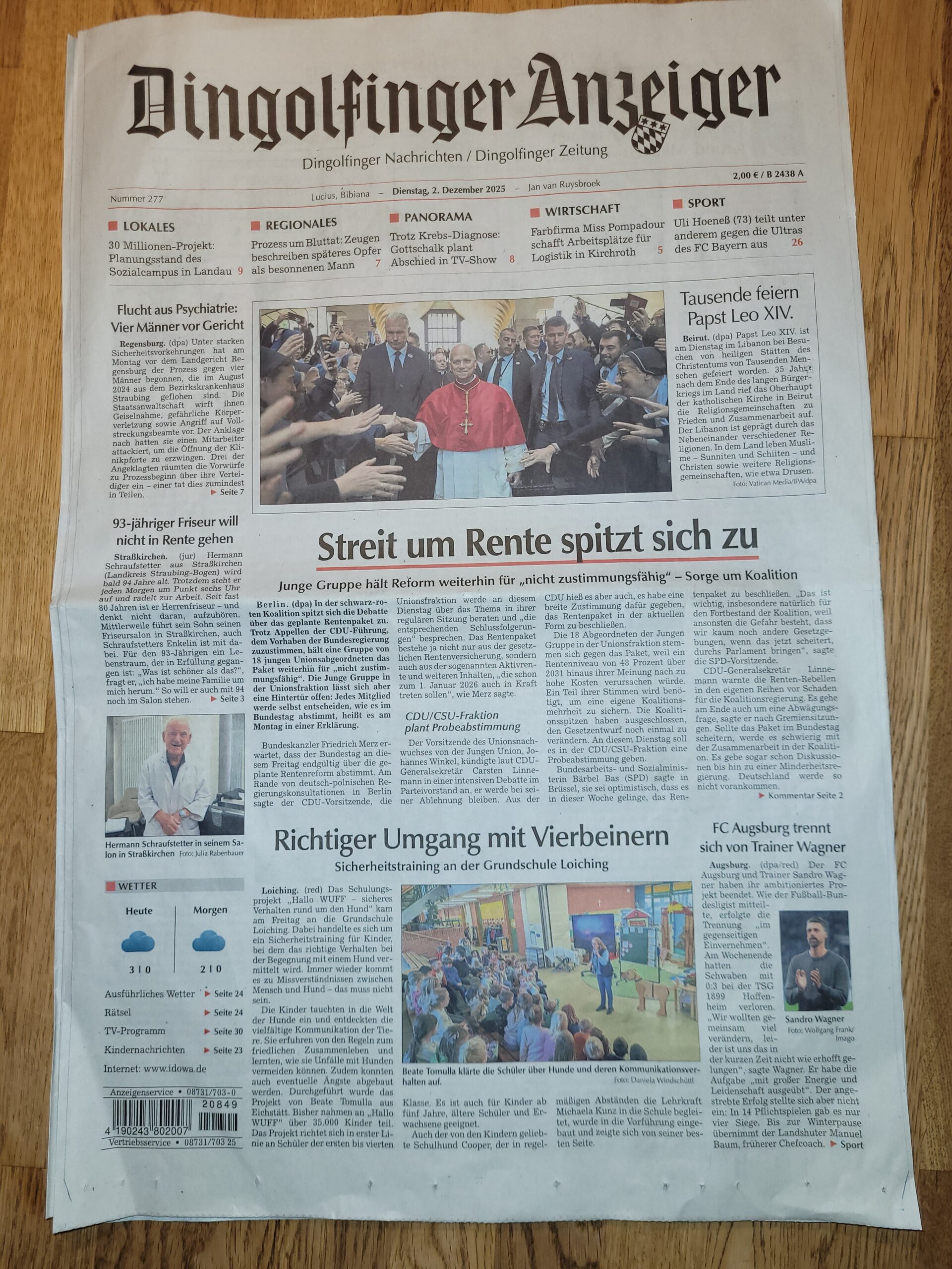 Dingolfinder Anzeiger Titelseite 2025
