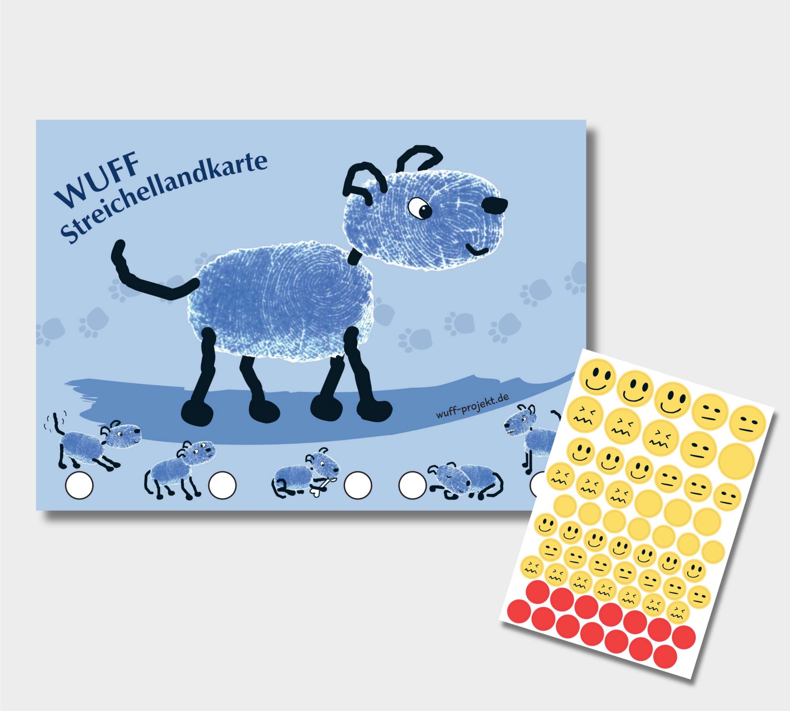 WUFF-Streichellandkarte mit Haftstickern